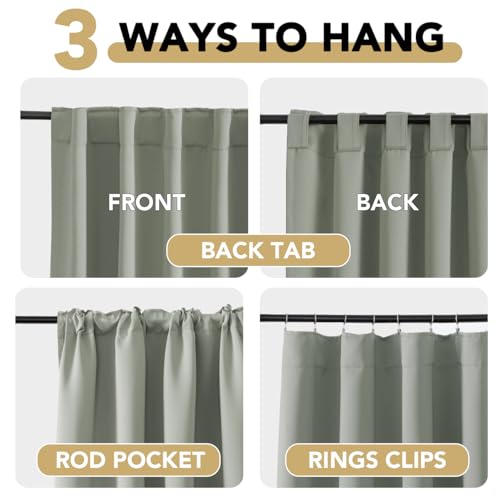 Image of H.VERSAILTEX Blackout Curtains Thermal Insulated Window Treatment Panels Room Darkening Blackout Drapes for Living Room Back Tab /Rod Pocket Bedroom Draperies (2 Panels, Sea Grass, 52 x 72 Inch)