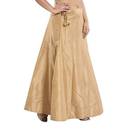 DREAM & DZIRE Golden Skirt of Raw Silk from Banaras for All Small Size and Plus Size.2