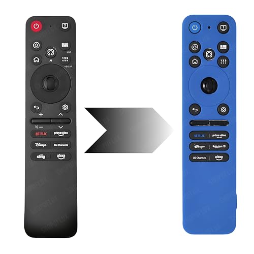 Image of Silicone Tv Remote Cover Compatible with LG Smart TV Remote LG MR25GA Full Wrap Protective Case with Lanyard [Remote NOT Included] (Blue)
