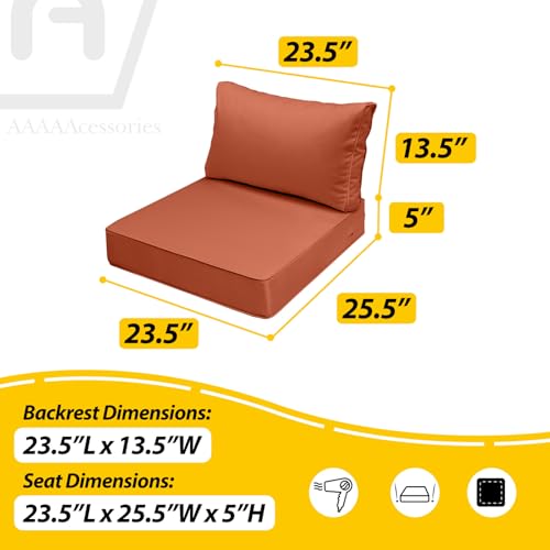 Image of AAAAAcessories Outdoor Seat Cushions for Chairs, Fade-Resistant, Waterproof Patio Furniture Replacement Cushions, 23.5 inch x 25.5 inch x 5 inch + 23.5 inch x 13.5 inch, Rust