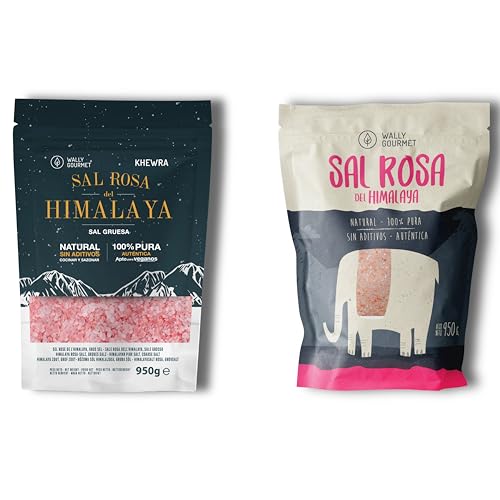 Lote de Sal Rosa Del Himalaya, Gruesa y Fina. Wally Gourmet. 100% Natural. Mayor contenido en Oligoelementos, Origen: Pakistan