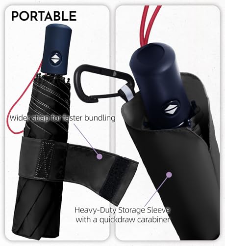 LILAC Windproof Travel Umbrella for Rain - 43\" Compact Folding Umbrella, Reinforced Strong Frame, Lightweight Portable Parasol with UPF 100+ UV Sun Protection, Cruise Ship Essentials