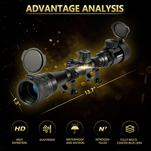 Sorovee 4-16X44 Ao Rifle Scope With Red/Green Reticle Illuminated,Tactical Airsoft Scope For Hunting W/Locking Turret,Sunshade And 20Mm Free Rail Mount #TOP3