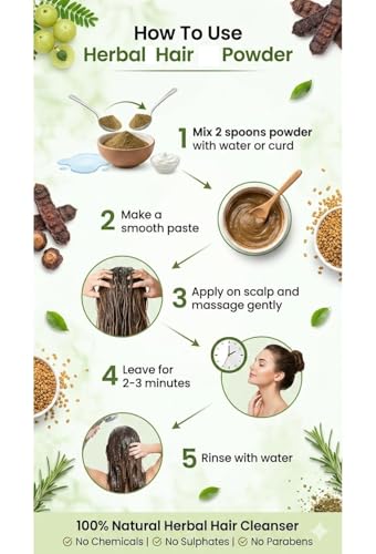 Image of Natural Hair Wash Powder | Controls Hair Fall, Removes Dandruff & Promotes Thicker, Hair Growth | Amla, Reetha, Shikakai, Methi & Rosemary | Sulphate-Free | 200g