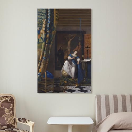 Impression sur toile Vermeer Allégorie de la foi tableau déco salon chambre 20x30
