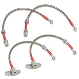 AJP Distributors Silver Stainless Steel Braided Oil Brake Lines Hoses Cable Kit 4PC Front & Rear Set Compatible/Replacement For MR2 SW20 Base 5S-FE Turbo 3S-GTE 1991 1992 1993 1994 1995 91 92 93 94 95