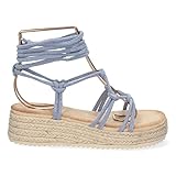 Sandalia de Plataforma con Yute y Cordones