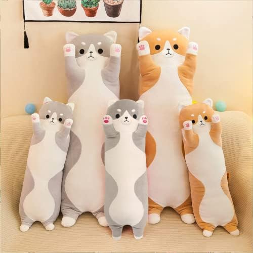 shownicer Plushies, Kawaii Dog Plush Pillow, Plush Shiba Inu, Corgi Stuffed Animals Soft Toy, Fluffy Long Dog Plush, Cuddly Toy, Cuddle Cushion Bed Sofa Chair, Hugging Pillow Gift for Kids Girls Boys