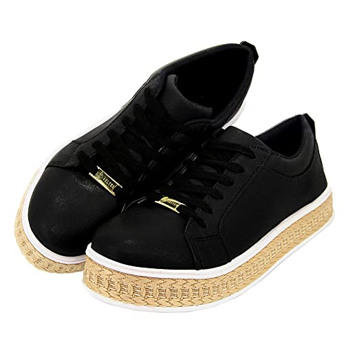 Tênis Sapatenis Flatform Casual Sola Alta Selten Preto 33, Preta