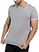 X RAY Mens Knit Polo Sweater Short Sleeve, Tipped Johnny Collar Sweater Polo Top Knitted Tops for Men, Heather Grey, Large