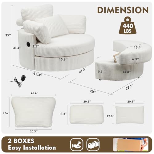 Sillón Giratorio Oversized Blanco con Otomán miniatura 2