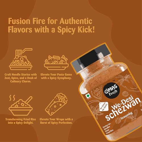 Image of Omas Fresh Jain We-Desi Schezwan Seasoning | No Onion, No Garlic Masala Best for Making Noodles, Pasta, Fried Rice, Nachos (70g)
