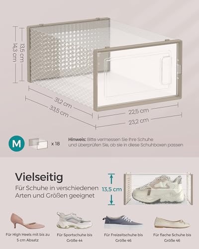 Schuhbox Songmics, 18er Set, Schuh-Organizer aus Kunststoff