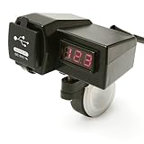 C-FUNN 12V 3.1 A Impermeable Voltaje Voltios Medidor USB Cargador De Corriente para Moto ATV Scooter
