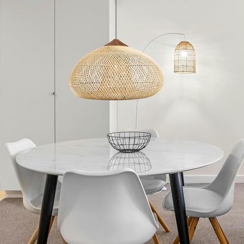 Lámpara de ratán para techos altos regulable que elimina la luz fría del salón 6