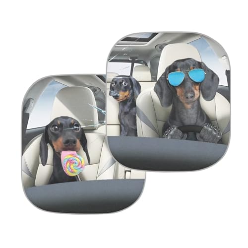 Image of Cool Puppy Car Front Windshield Sun Shade 2 PCS Windshield Cover Foldable Automotive Interior Accessories for Sun Protection Heat Reflector-Keep Your Vehicle Cool