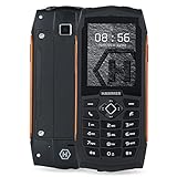 Hammer H 3 Téléphone résistant à Boutons, 2.4', Grande Batterie de 2000 mAh, Téléphone Portable Étanche IP68 Antichoc, Lampe de Poche LED, Caméra 2MP, Radio FM, MP3, Double SIM - Orange