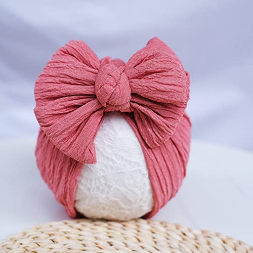 Jiahang Baby Girl Hair Bow Turban Hat Knotted Head Wrap Oversized Bow Beanie India Cap For Spring Summer Newborn Infant Toddlers 6Pcs #TOP1