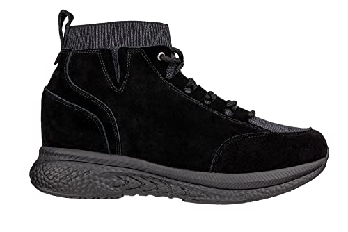 CALTO Men's Invisible Height Increasing Elevator Shoes - Black Fashion High Top Technical Sneakers - 3 Inches Taller - S23201- Size 7 D(M) US2