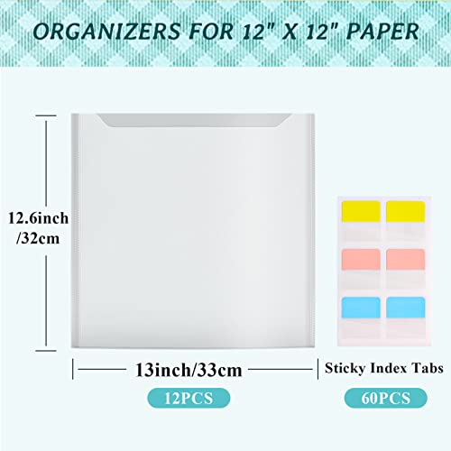 Caydo 12 Pieces Scrapbook Paper Storage With Sticky Index Tabs For Holding 12 X 12 Inch Scrapbook Paper, Cardstock, Vinyl Paper, Photos And Paper File #TOP1