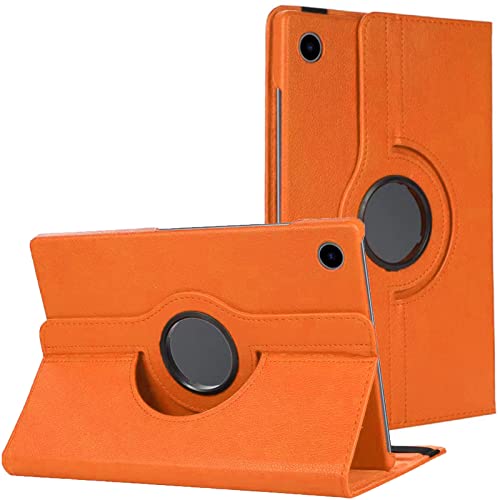 360 Rotate Case for Samsung Galaxy Tab A8 10.5 (2021) X200 X205 Leather Stand Cover (Orange)