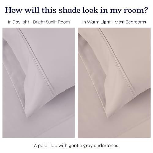 California Design Den Queen Fitted Sheet Deep Pocket, Soft 400 Thread Count 100% Cotton Sateen, Deep Pocket, No Pop-Off Elastic, Durable Fitted Sheet Only (Queen, Dusky Lavender Gray)