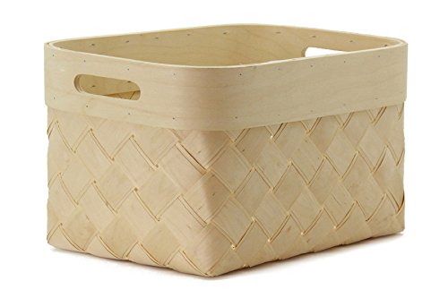 Amazon.co.jp: 北欧白樺の収納バスケット 長方形 Lサイズ