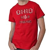 Ohio Vintage Buckeye Leaf Stencil OH Graphic T Shirt Men or Women Red