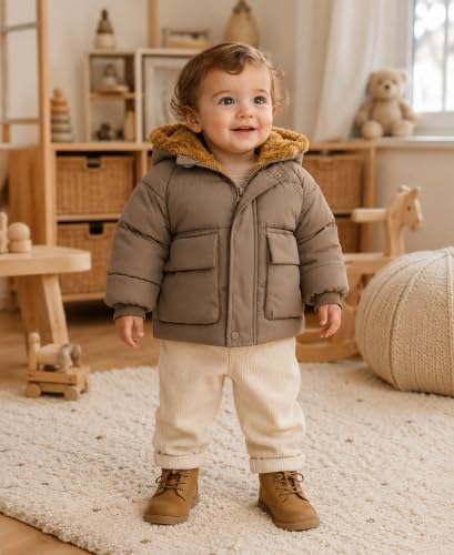Image of BFUSTYLE Baby Coat 6M-5T Winter Clothes Toddler Boy Girl Jacket with Hood | Long Sleeve Soft Fleece Lined Windproof Lightweight Zipper Closure Bear Ear Hooded Kids Outerwear