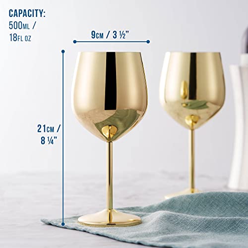 Foto von Oak & Steel - 4 Edelstahl Weingläser (540ml) - Gold - Robust & Unzerbrechlich - Geschenkset für Geburtstage, Hochzeiten & Weihnachten