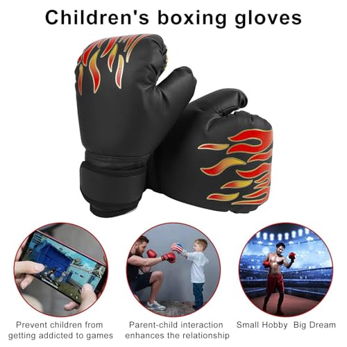 2PCSキッズボクシンググローブ - パディング保護を備えたユーストレーニンググローブ、子供向けの耐久性のあるPUレザーパンチグローブ男の子の女の子、ジュニアボクシンググローブ - キックボクシングムエタイマ