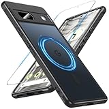 ottpluscase Magnetic for Google Pixel 7A Case with Screen Protector, Compatible with MagSafe, Translucent Matte Back Military Protection Shockproof Slim Phone Cover for Pixel 7A (6.1inch), Black