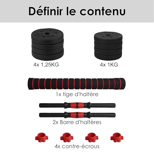 wuuhoo® Set de Mancuernas Ajustables Arni - 2 Unidades de 30mm Con Pesas y Barra de Extensión, Juego de Plástico Con Cierre de Estrella Para Entrenamiento - imagen 7