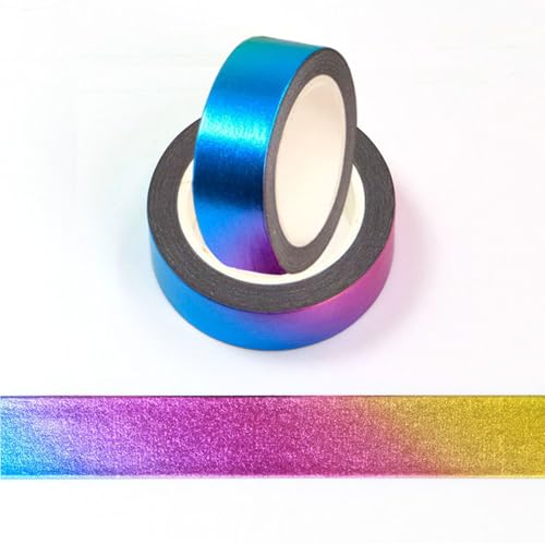 CIAJIE Washi tape 2 Rollen, 15 mm x 10 m, Washi-Klebeband, Abdeckband, Bastelzubehör für Scrapbooking, Basteln, Dekorativ, Folie, Washi tape(Farbverlauf, Regenbogen)