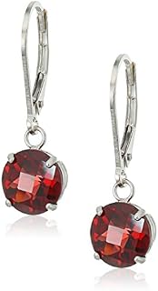 Amazon Collection 925 Sterling Silver 8mm Round Gemstone Dangle Earrings for Women with Leverbacks