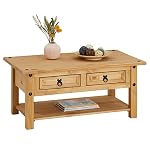 IDIMEX Table Basse de Salon Salsa rectangulaire en Bois Style Mexicain avec 2 tiroirs, en pin Massif Finition teintée/cirée