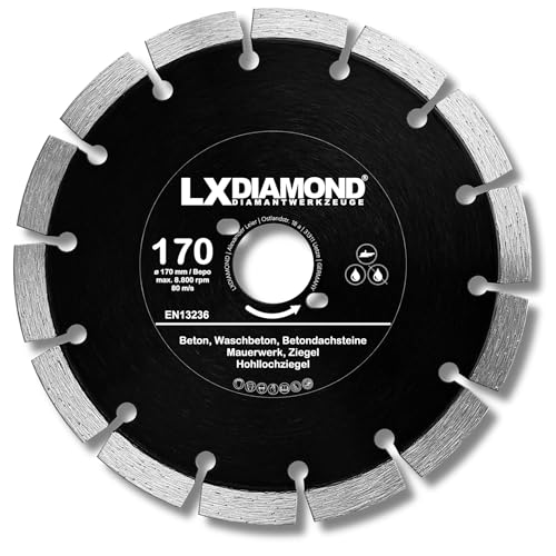 LXDIAMOND Diamant-Trennscheibe 170mm - Diamantscheibe für Beton Mauerwerk Universal - Trennscheibe passend für Bepo FFS 171 SE Montagefräse Fensterfugenschneider 170 mm - in Profi Qualität