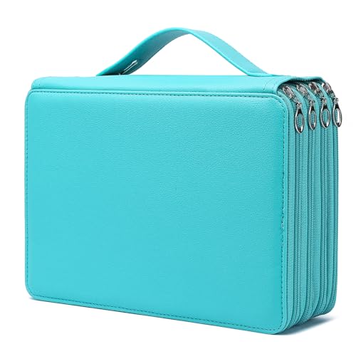 Image of YOUNGCOL 200 Slots Colored Pencil Case - Deluxe PU Leather Pencil Organizer Holder With Zipper Closure Large Pencil Box for Colored Pencils Watercolor Pencils