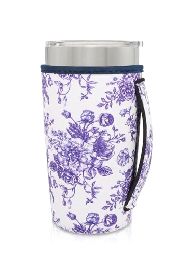 AJLTPA Cup Holder with Handle, 20oz-24oz Tumbler Cups, Flowers Like China
