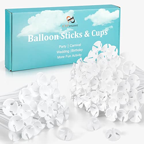 Image of PP OPOUNT 120 Pieces Balloon Sticks, 12.6 inches Balloon Sticks with Base | Plastic BalloonSticks with Cups for Birthday, Party, Anniversary, Wedding Decoration (Upgraded Version)