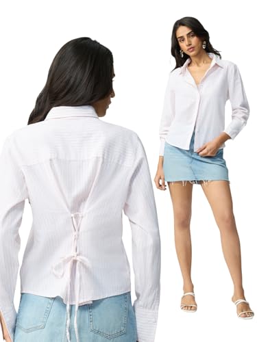 Chemise légère rayures rubis contre la chaleur en lin de coton doux