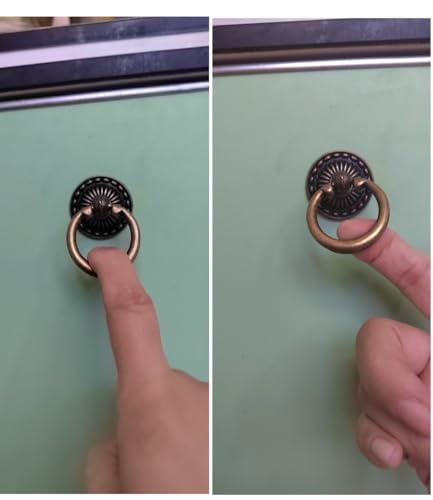 MIZORLIE Antique Bronze Knob Handle Retro Dresser Pull Cabinet Drawer Ring Handle Single Hole Decorative Hardware with Screws, Used for Furniture Cabinet Dresser(8 PCS) - Image 4