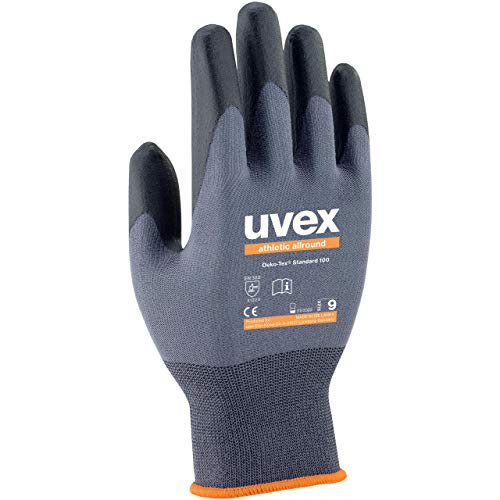 Uvex Athletic All-Round Assembly Gloves - 1 Pair Mechanic Work Gloves, grey (11/XL)