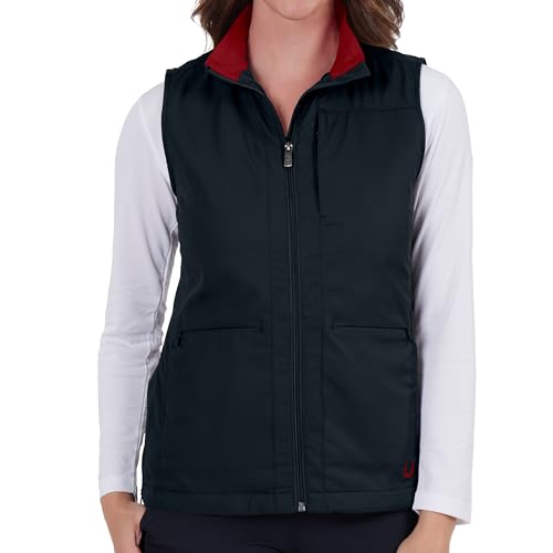 SCOTTeVEST Best Travel Vest for Women - 24 Hidden Pockets - Water Repellent for Travel & More, Black/Jam, Small