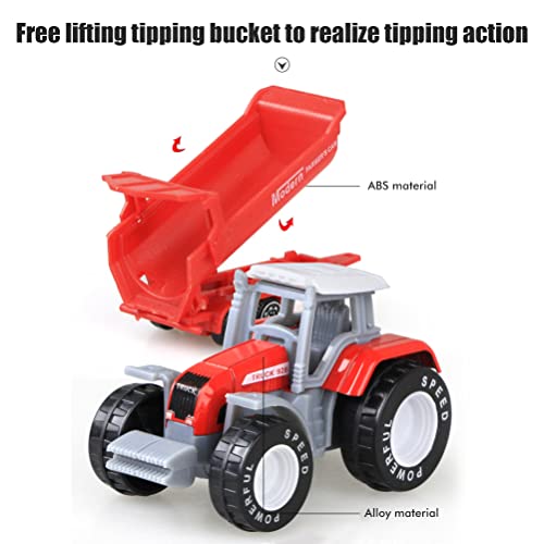HUSHUI 4 Stück Legierung Traktor Spielzeug Set Engineering Auto Modell Bauernhof Fahrzeuge Spielzeug Traktoren Auto… – Bild 4