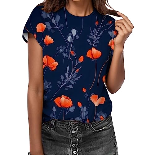Damen Tunika Elegant Bluse Casual Oberteil,Dunkelrote Bluse,Top Tiefer Rückenausschnitt,Seidenbluse Schwarz,Tunika Türkis,Pinkes Hemd Damen,weißen Tshirt, marine, L