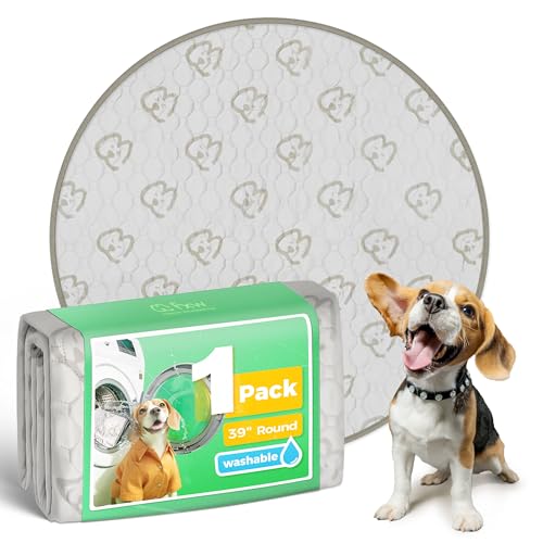 Image of FXW Washable Pee Pads for Dogs, Leak-Proof & Non-Slip, Specifically Designed for Whelping Box, 39 inch Round, Khaki, 1 Pack