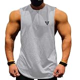 [Manatsulife] タンクトップ メンズ アクティブウェア ノースリーブ 筋トレ フィットネス メッシュ BX08 (M, グレー)