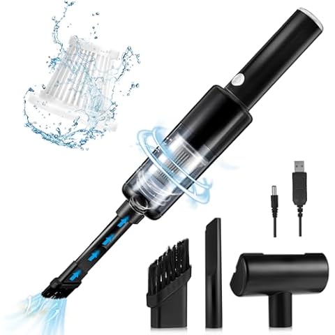 Augot Handheld Vacuum, Cordless Car Vacuum Cleaner Portable Mini Car Vacuum 3 in 1 Vacuum Cleaner Rechargeable Powerful Vacuum Cleaner with Floor Brush for Car Home Keyboard Pet Hair Cleaning Cover