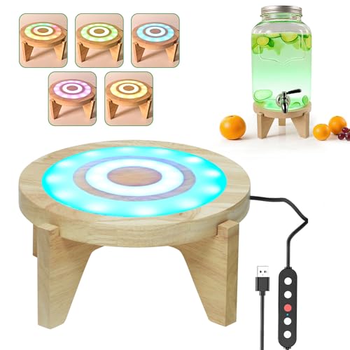 LED Drink Dispenser Stand, Beverage Dispenser Holder with16 Lighting Effects for Home, Parties, and Catering Events, Holder Fits up to 5-Gal Jug, 8.5 inch (Water Bottle not Included)